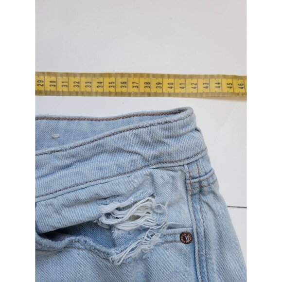 American Eagle Mom Jeans Distressed Patchwork Size 16 Long Y2K 90s Casual Boho - Picture 5 of 10